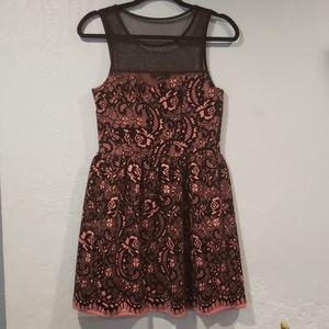 Rose colored dress with velvet flowers